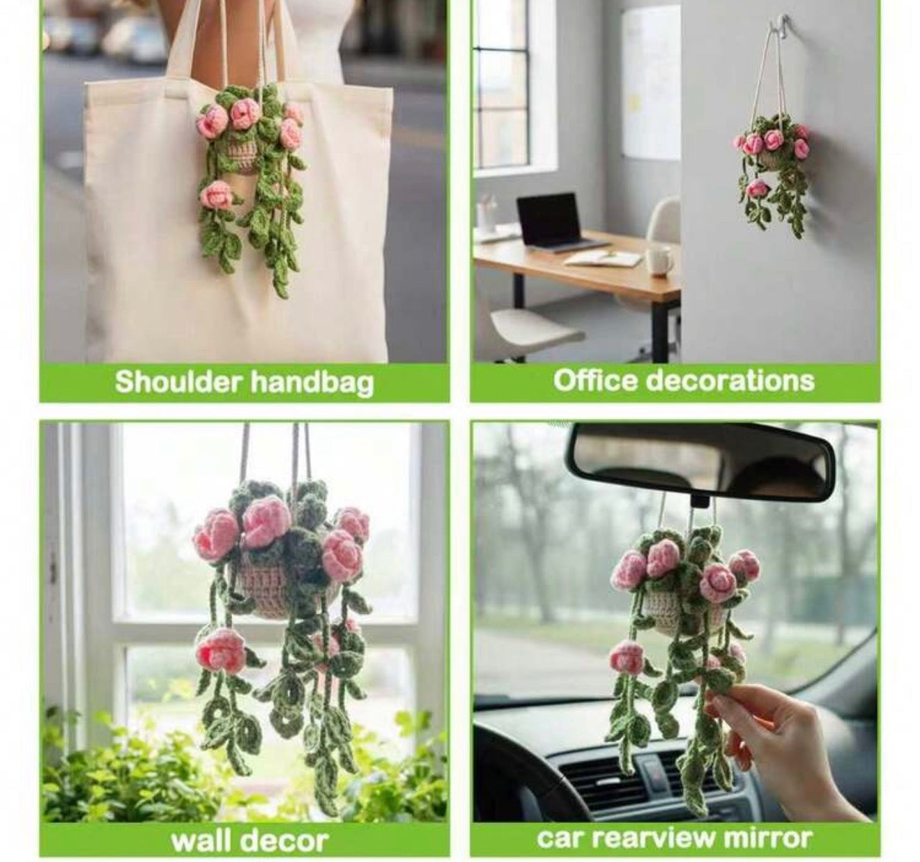 Strawberry & Flower Dangle Garden Crochet Hanging Cute Fruit Home Decor