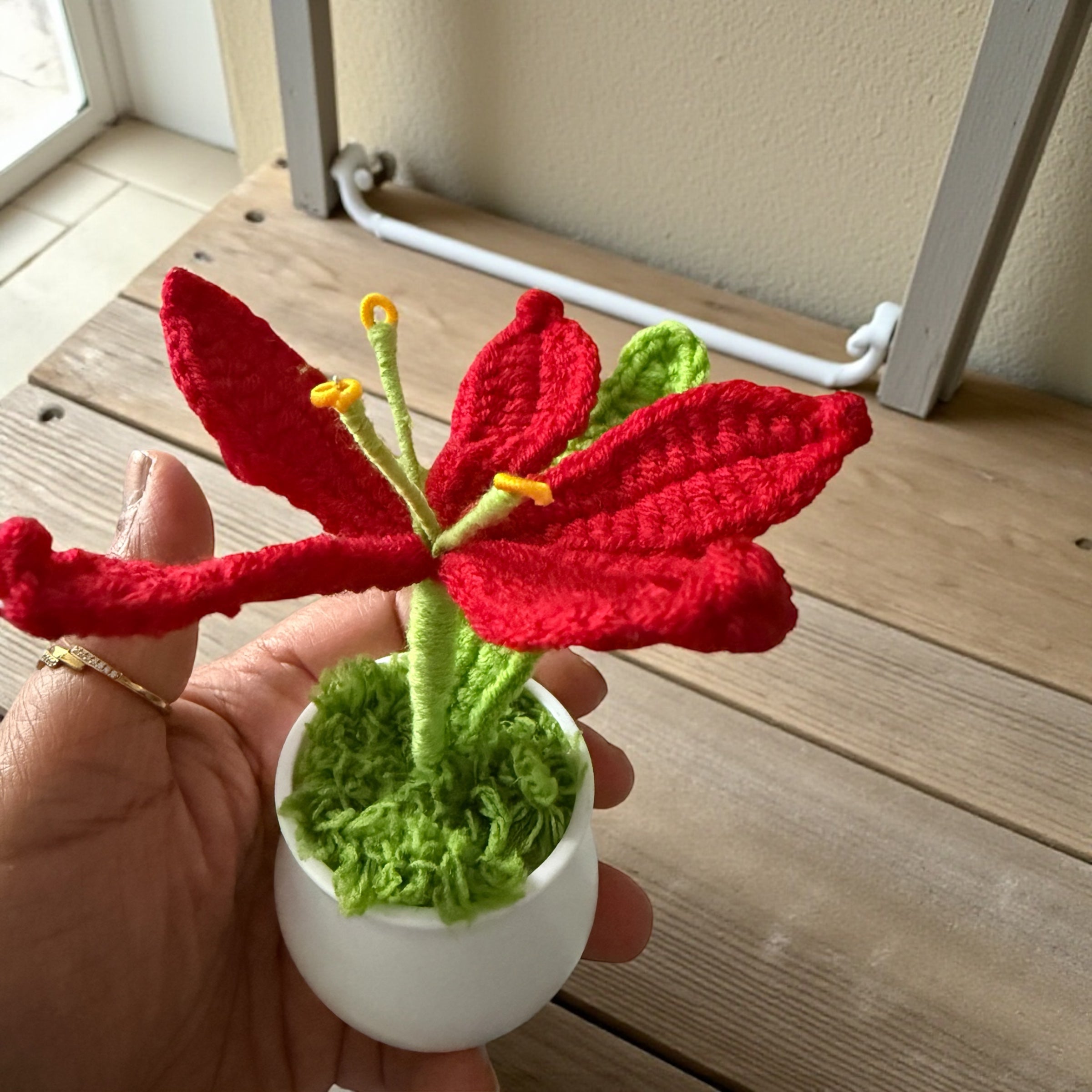 Lily Forever in Bloom Handmade Crochet Flower in Pot & Home Decor