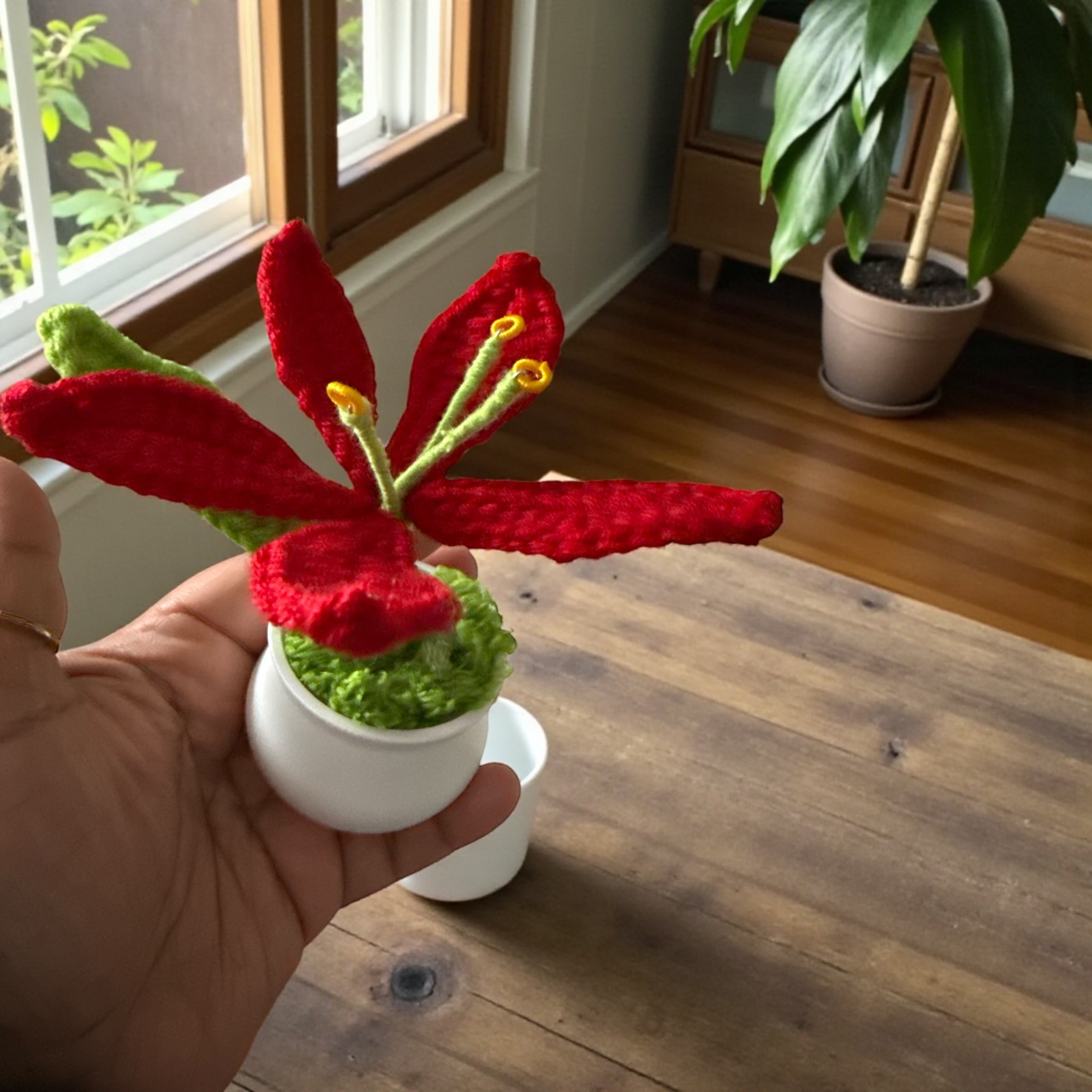 Lily Forever in Bloom Handmade Crochet Flower in Pot & Home Decor