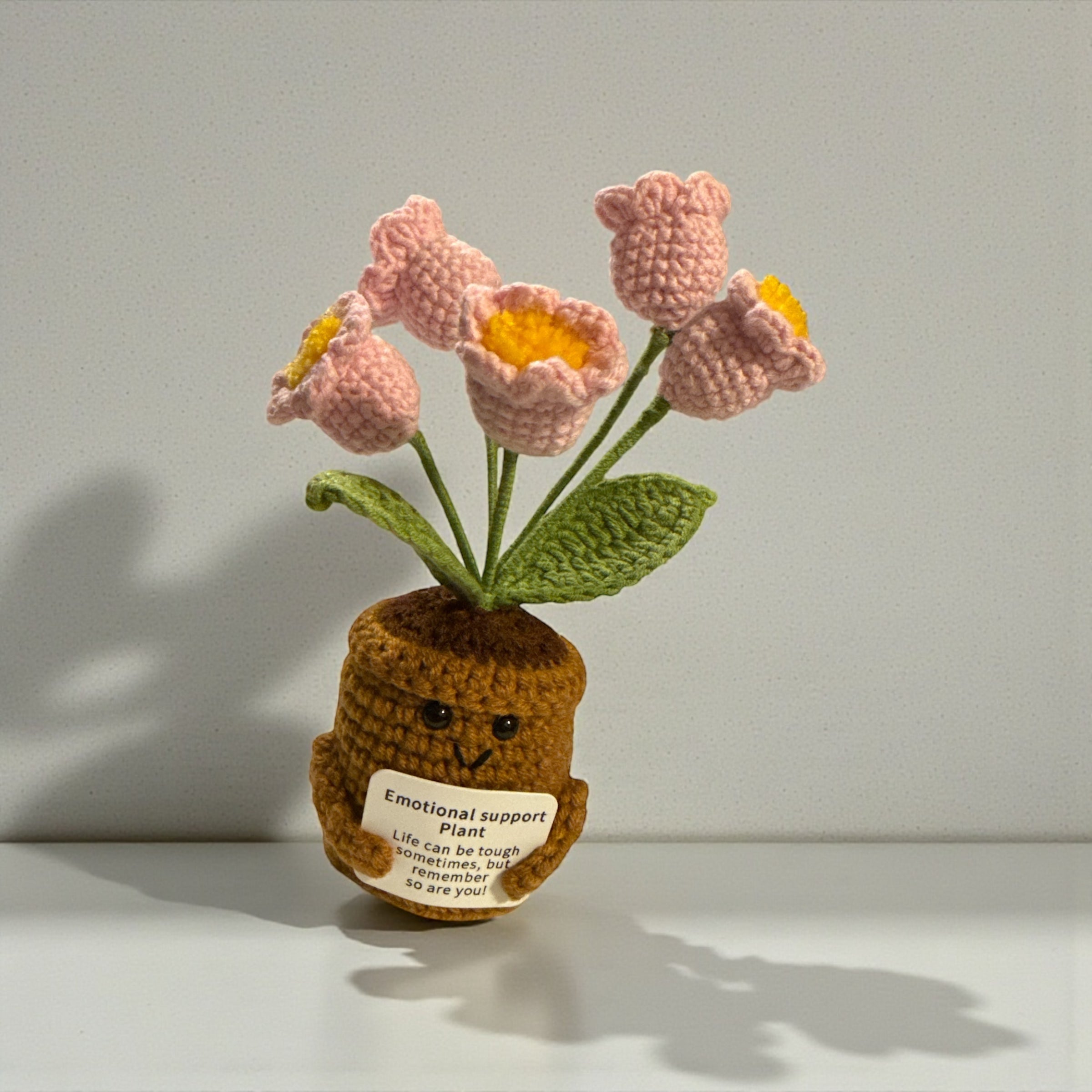 Handmade Crochet Emotional Support Lily Plant with 5 Bloom Flower Pot