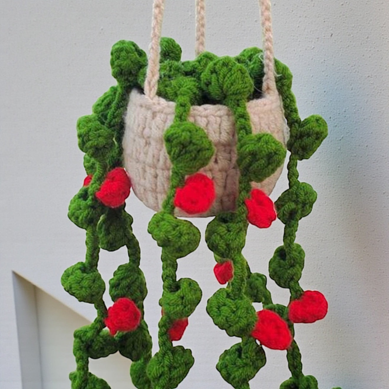 Strawberry & Flower Dangle Garden Crochet Hanging Cute Fruit Home Decor