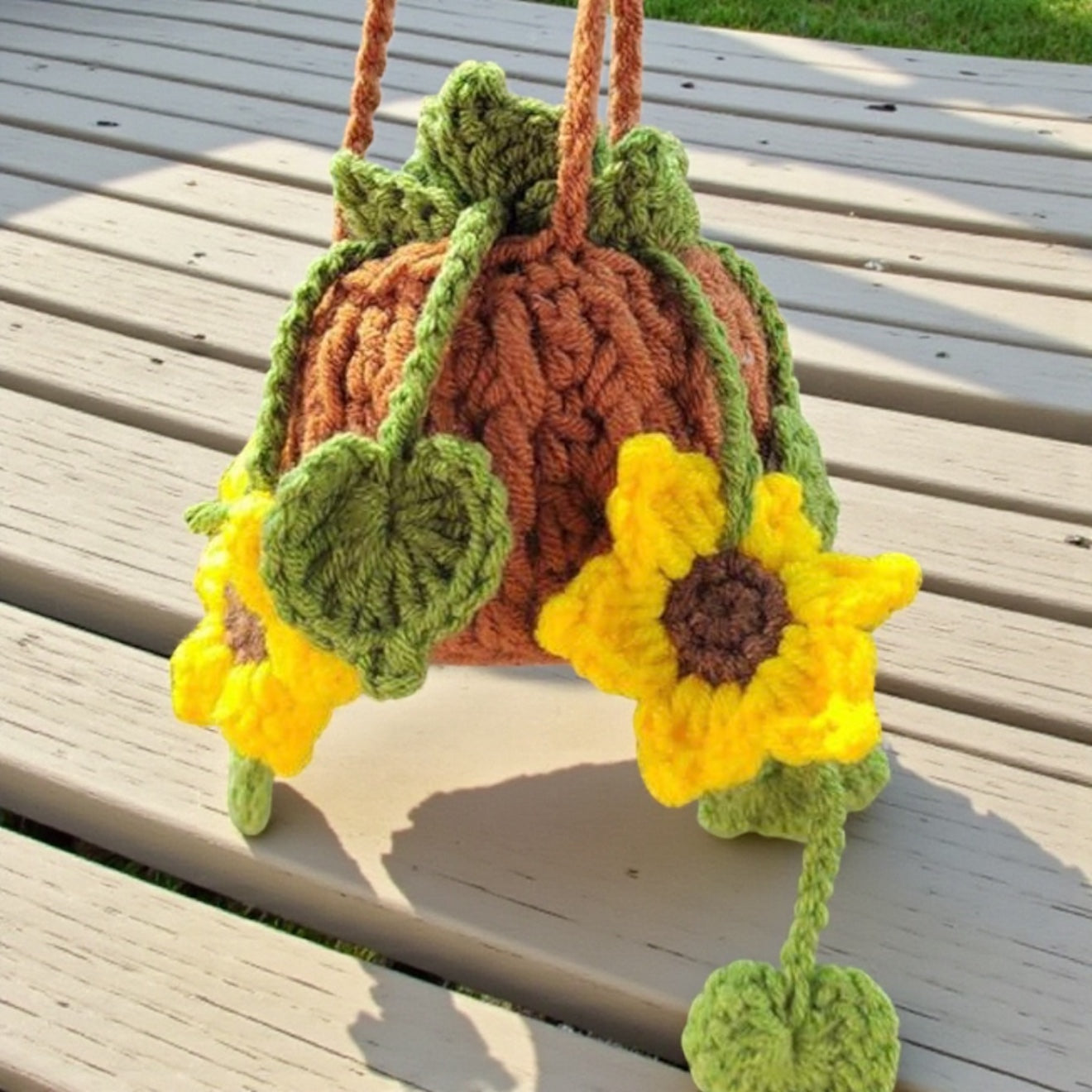 Strawberry & Flower Dangle Garden Crochet Hanging Cute Fruit Home Decor
