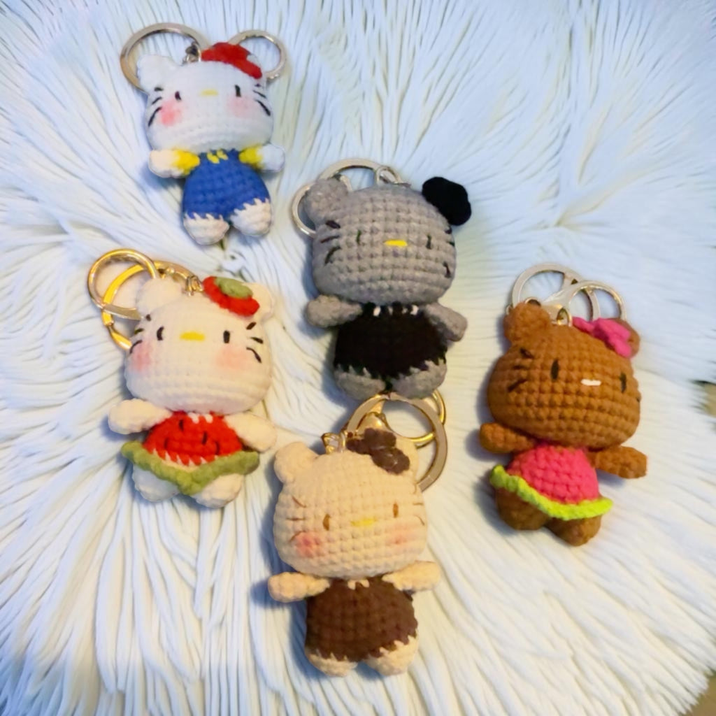 Handmade Crochet Hello Kitty Keychains Collection