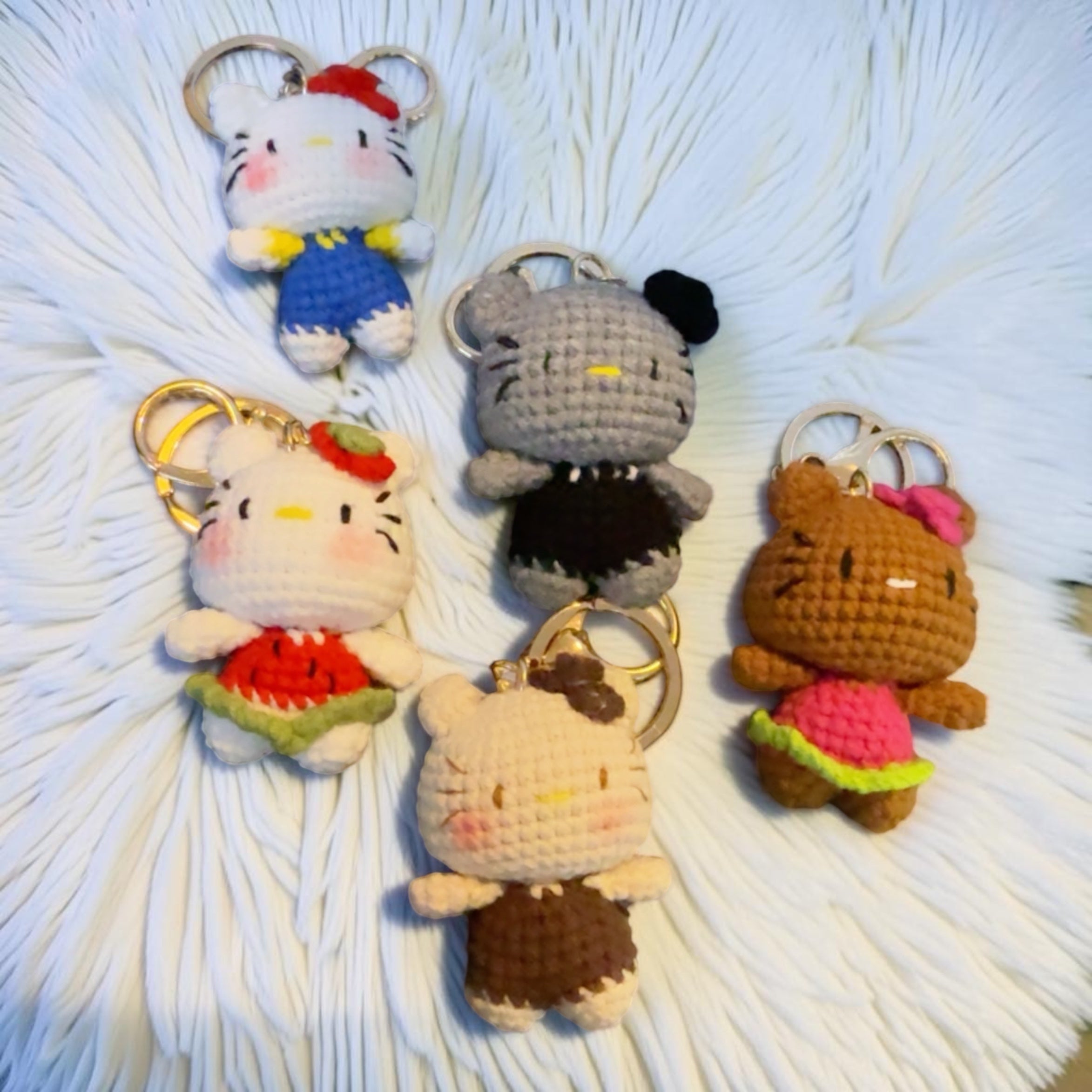 Handmade Crochet Hello Kitty Keychains Collection