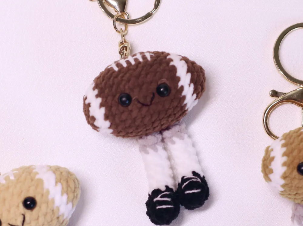 Crochet Mini Football Keychain Handmade Sports Bag Charm
