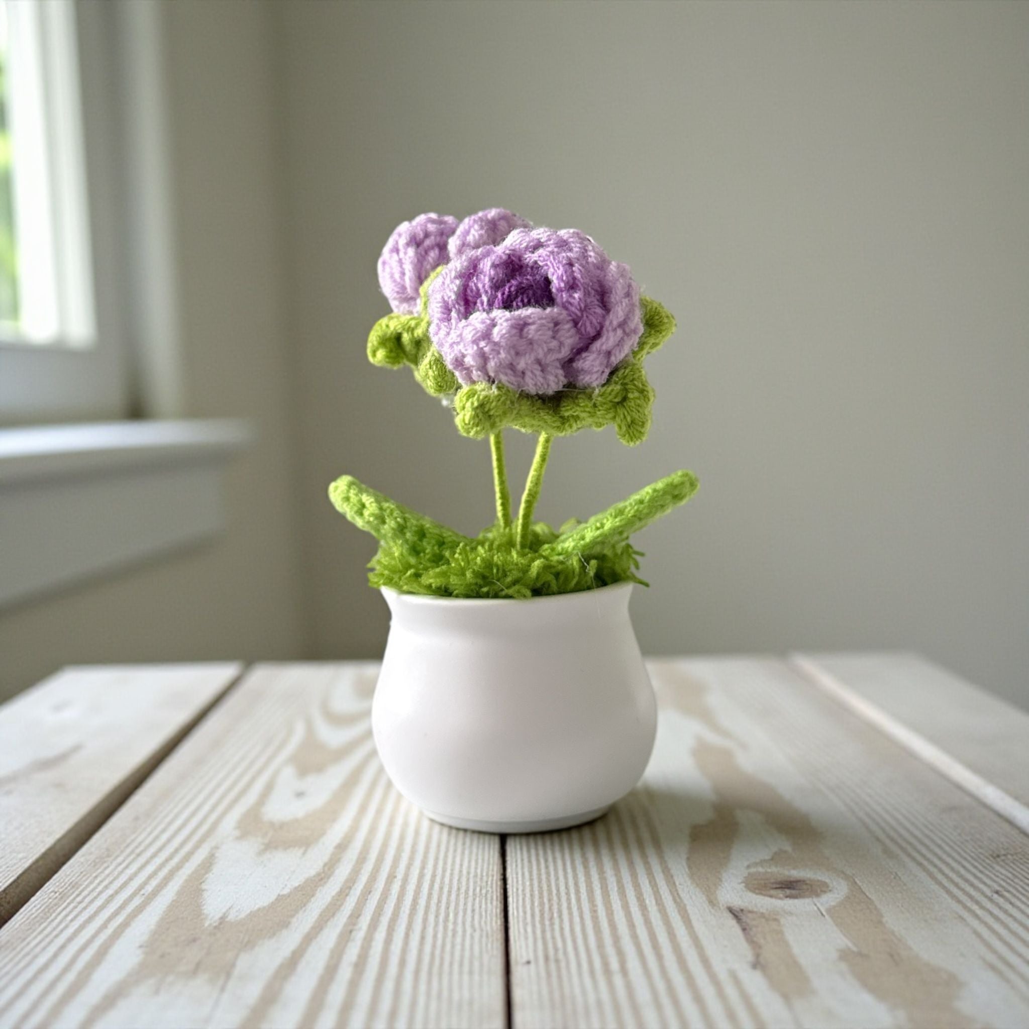 Handmade Crochet Mini Flower Pots Colorful Forever-Bloom Desk Decor