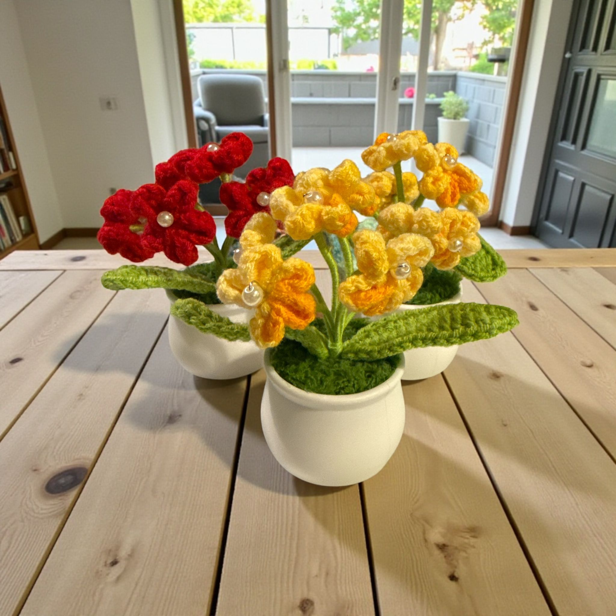 Handmade Crochet Flower Pot Colorful Knitted Home Decor