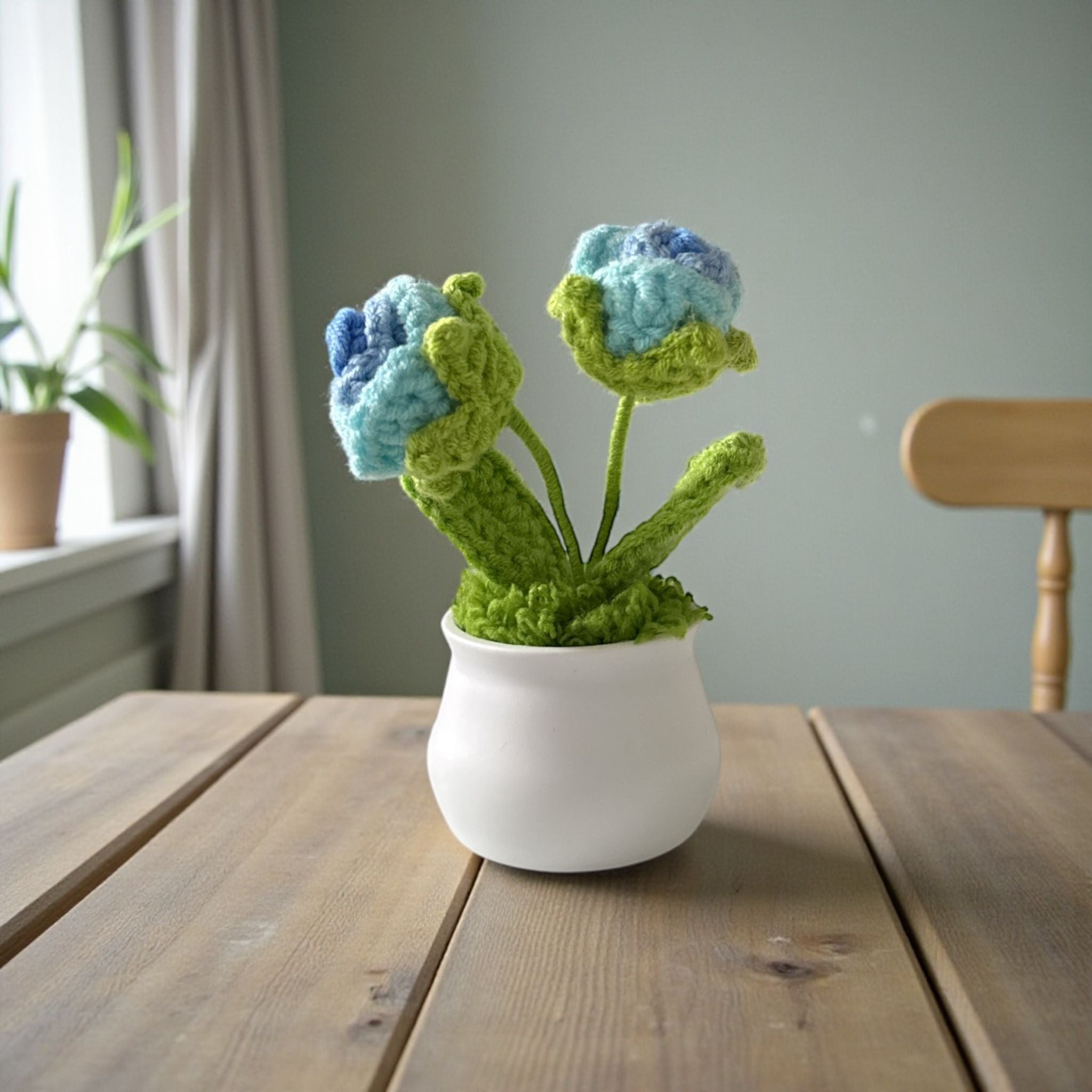 Handmade Crochet Mini Flower Pots Colorful Forever-Bloom Desk Decor