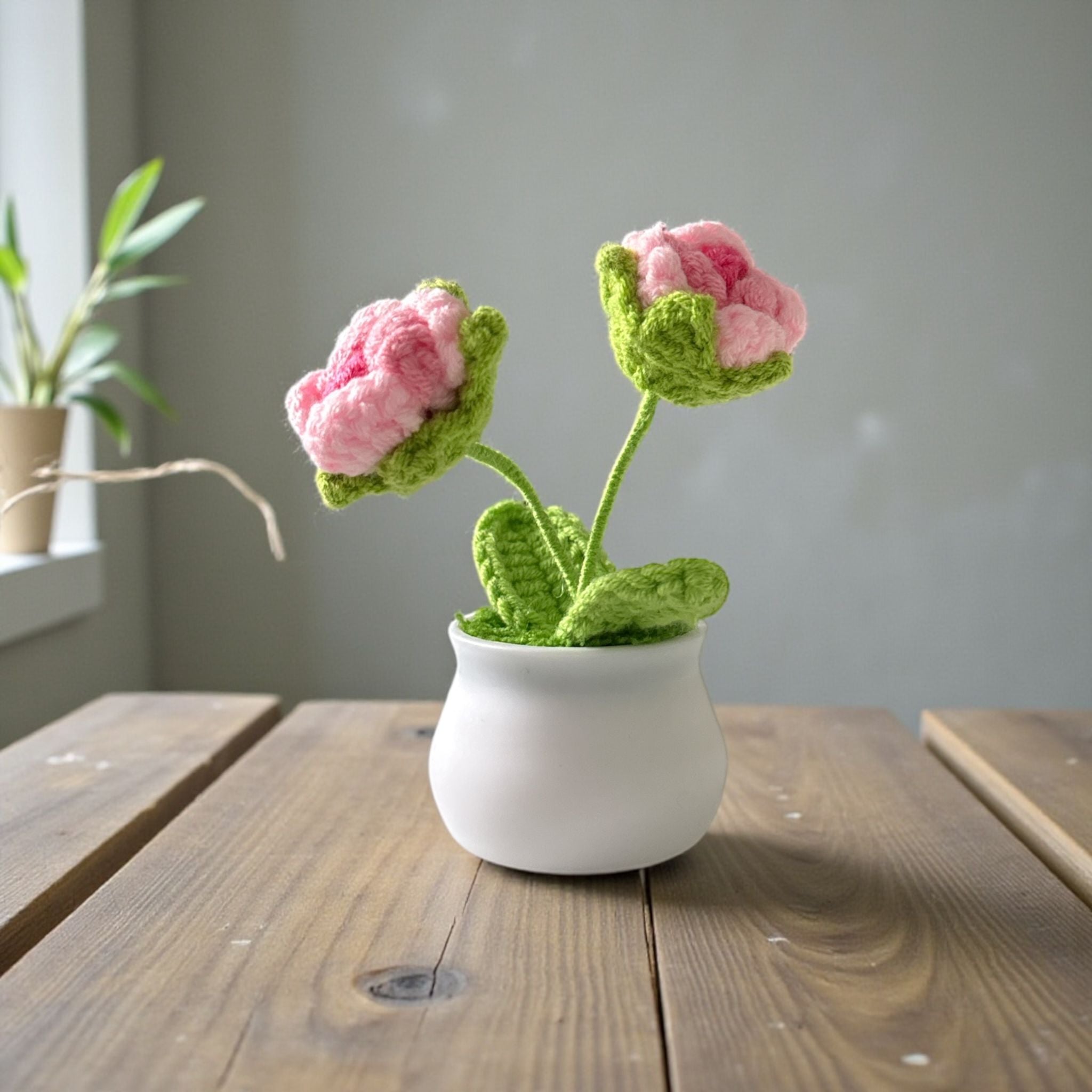 Handmade Crochet Mini Flower Pots Colorful Forever-Bloom Desk Decor