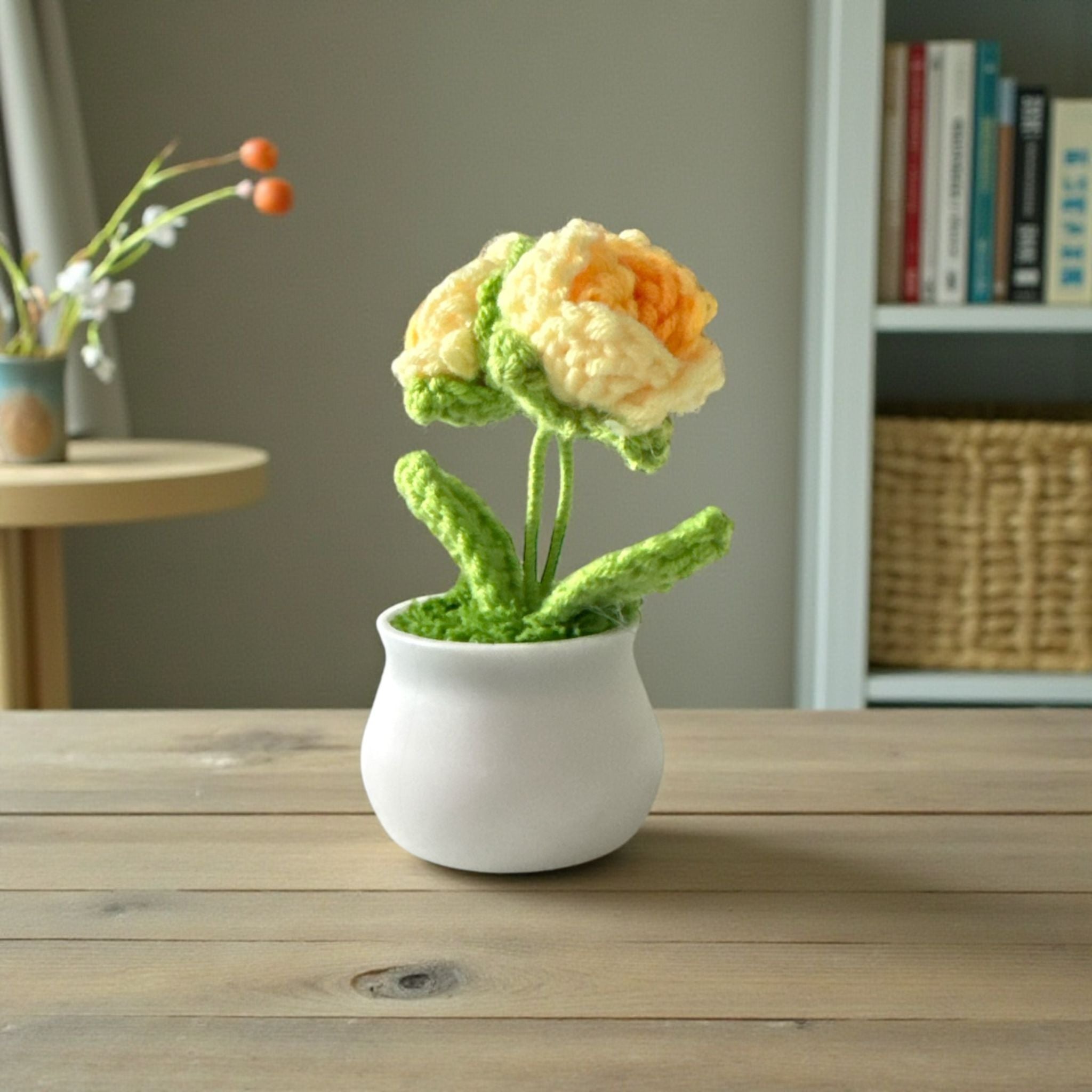 Handmade Crochet Mini Flower Pots Colorful Forever-Bloom Desk Decor