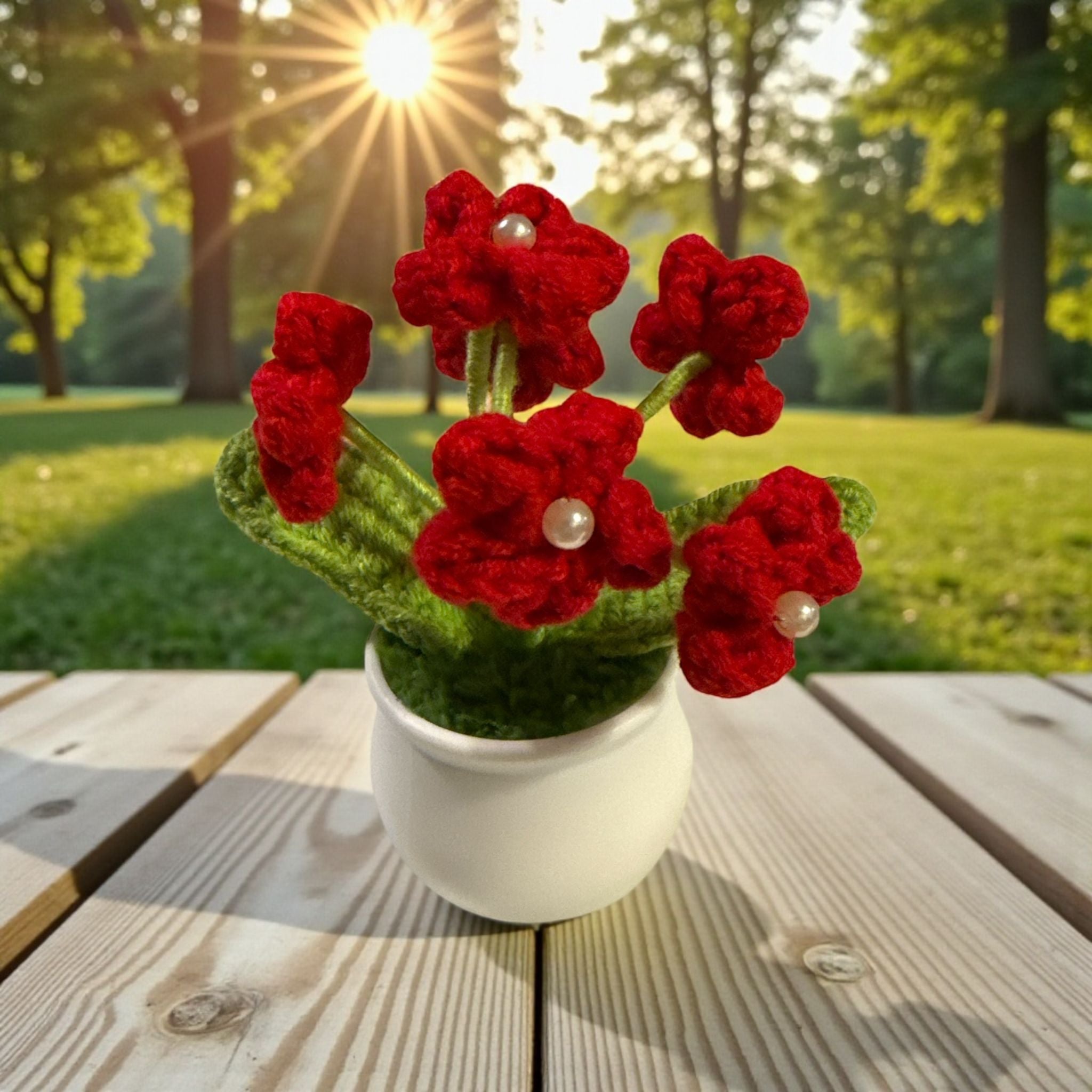 Handmade Crochet Flower Pot Colorful Knitted Home Decor