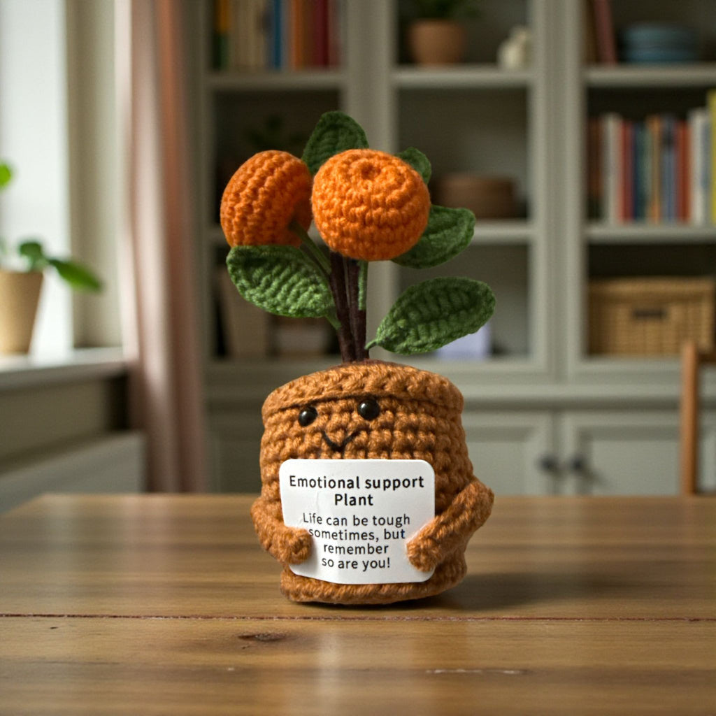 Handmade Crochet Orange Emotional Support Plant