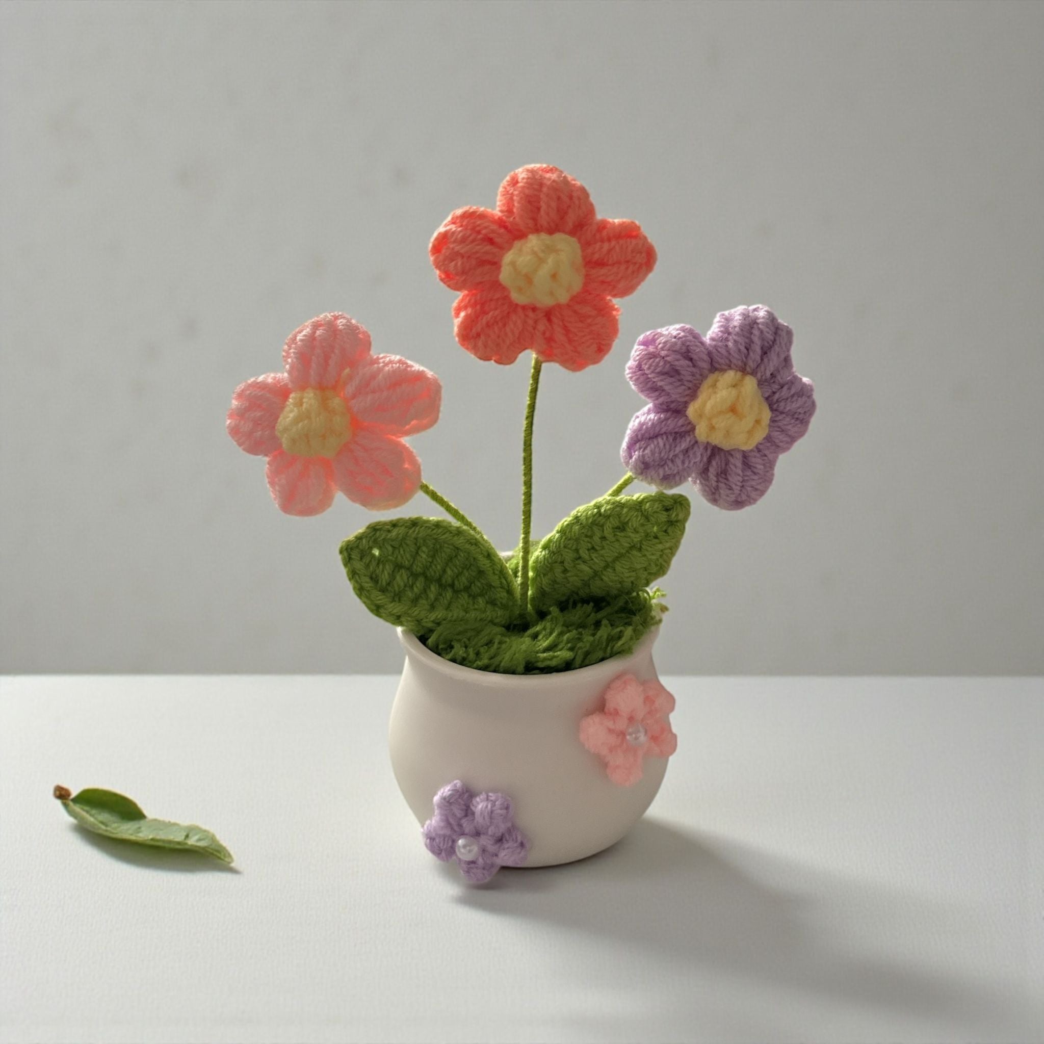 Handmade Crochet Flower Pot Cute Desk decor