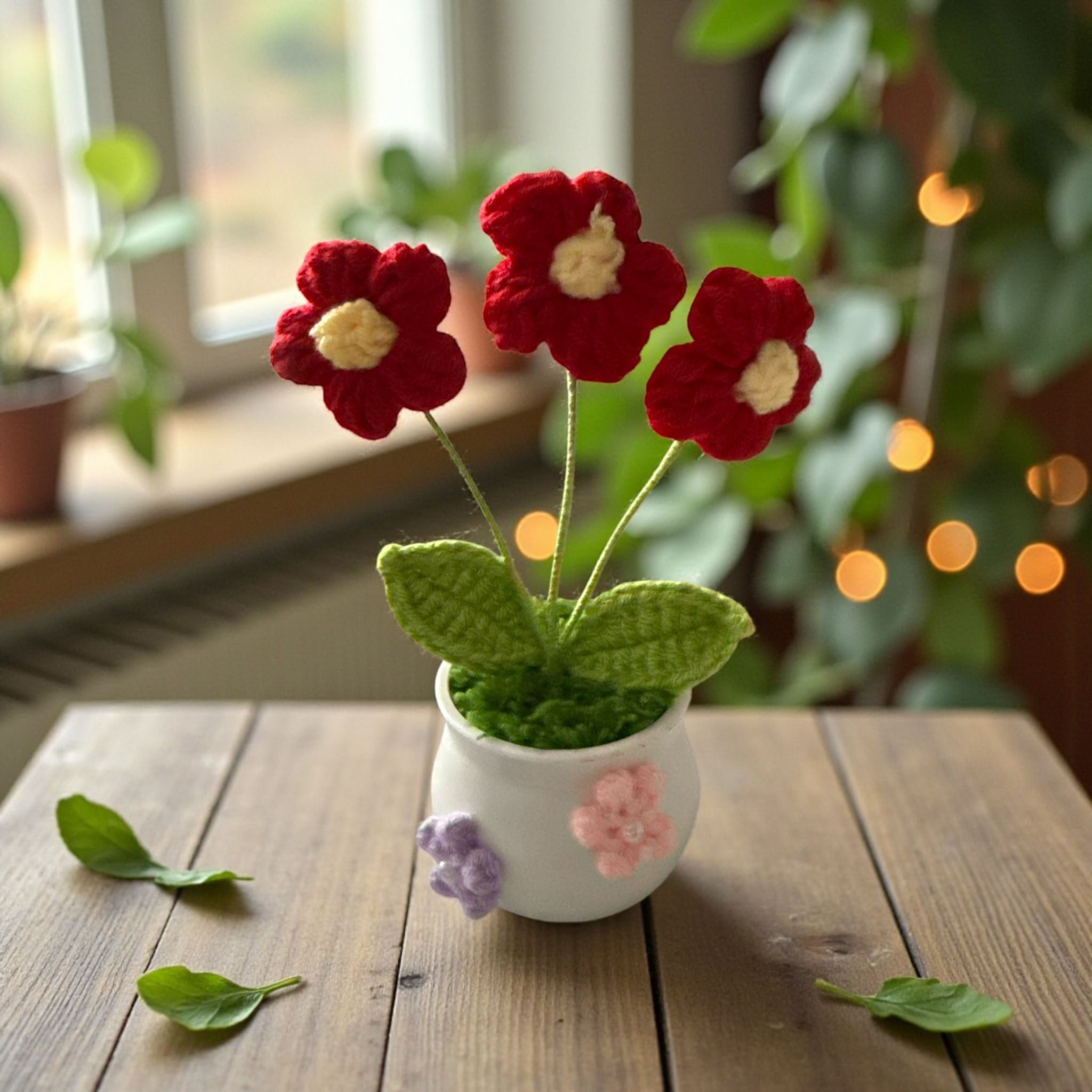 Handmade Crochet Flower Pot Cute Desk decor