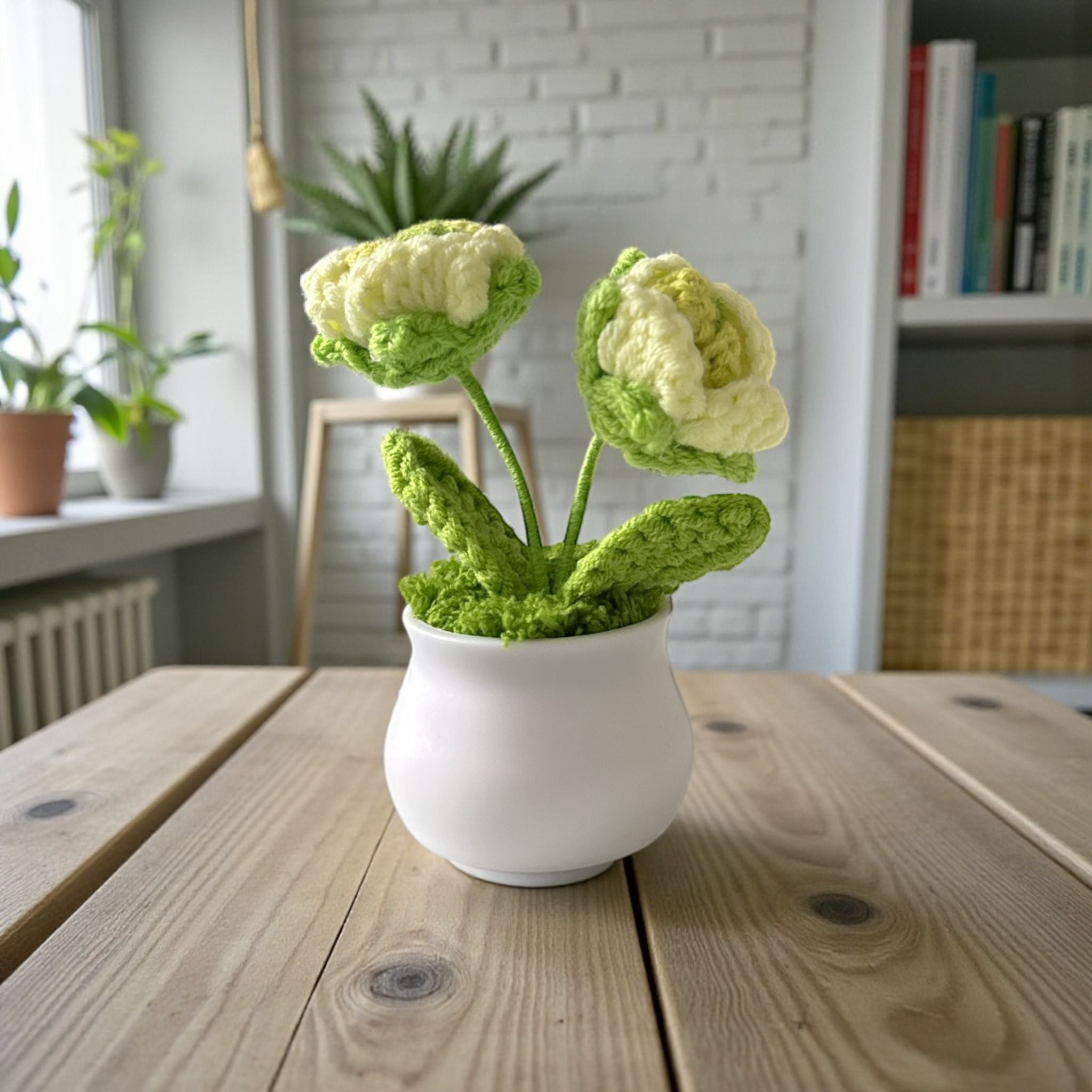 Handmade Crochet Mini Flower Pots Colorful Forever-Bloom Desk Decor