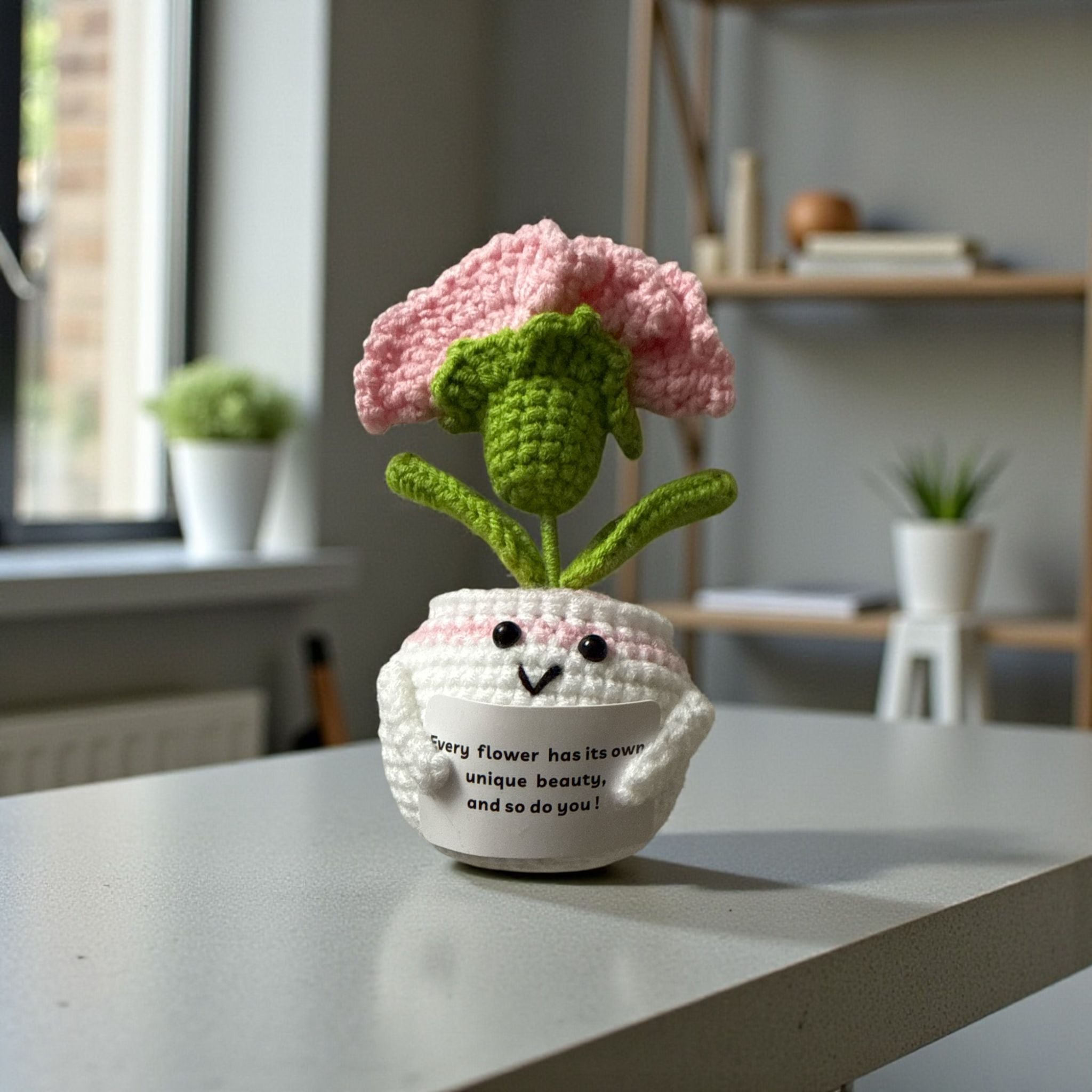 Handmade Pink Carnation Emotional Support Crochet Flower
