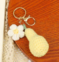 Handmade Crochet Pear Keychain with Flower Charm Cute Bag Accessory