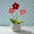 Handmade Crochet Pink Flower Pot Mini Desk & Home Decor