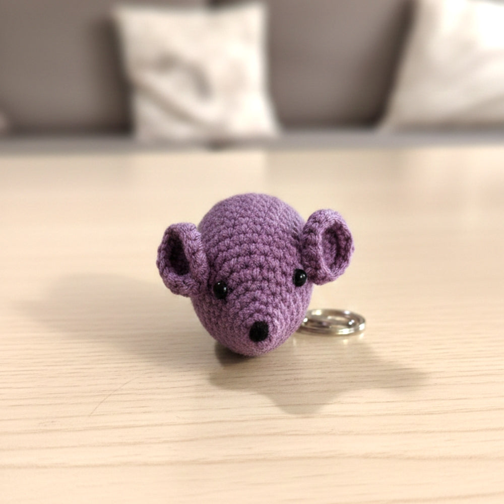Positive Mouse Crochet Keychain Handmade Emotional Support Plush