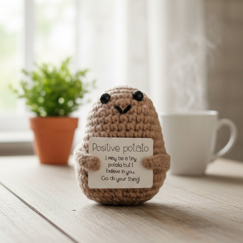 Positive Potato Crochet Plush Tiny Gift with Motivational Message